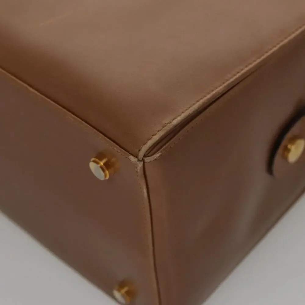 Salvatore Ferragamo Boston Bag Leather Beige Gold